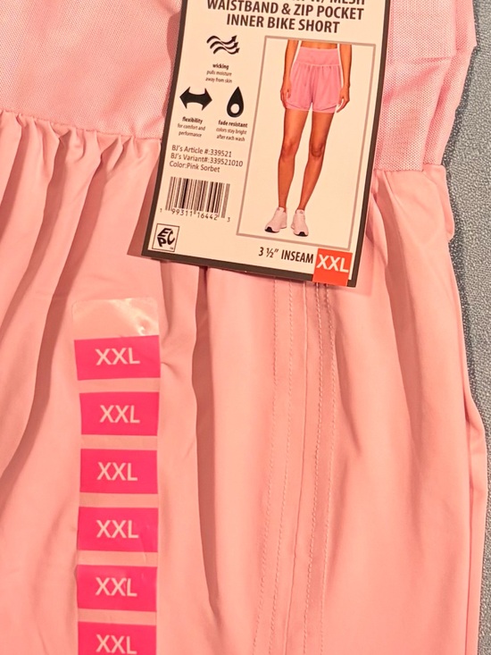 RBX Pants - RBX Pink Sorbet Waistband Inner Bike Shorts with Zip Pocket - XXL